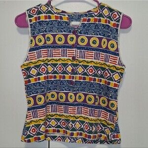 Trend Basics Vintage Abstract Multicolor Top Geometric Pattern